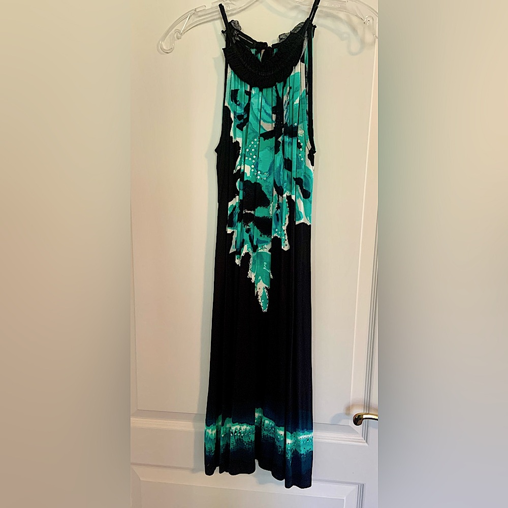 Turquoise and black sundress